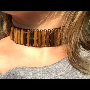 Wood Beaded Necklace Choker